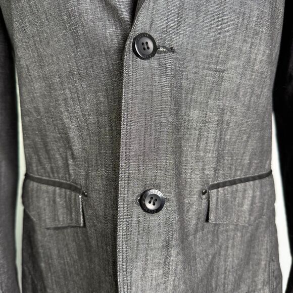 Guess Men's Chambray Sport Coat, Single Breast, Charcoal Gray Sz Medium 2/$50 - Picture 6 of 16